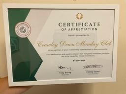 Certificate of appreciation award